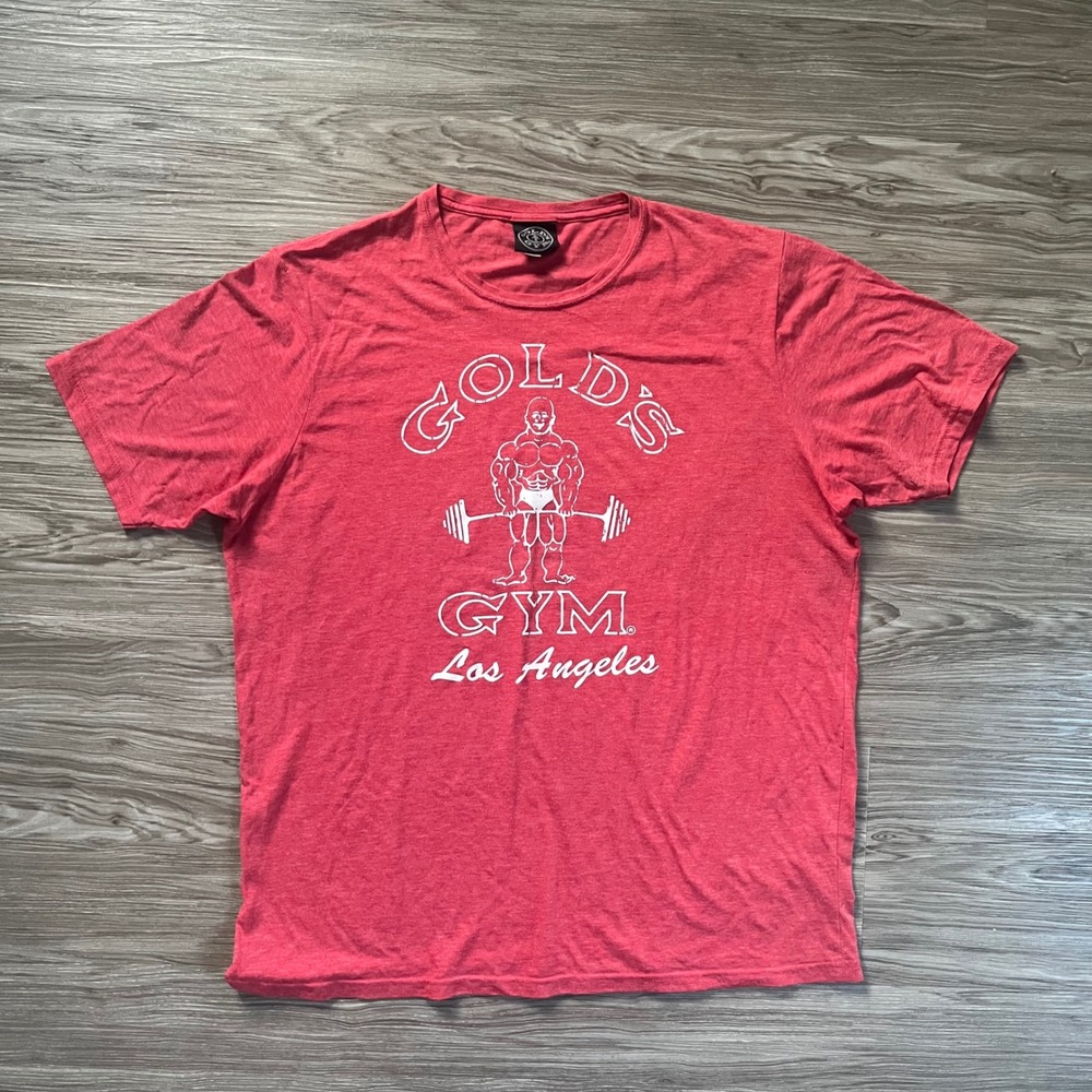 Golds Gym Los Angeles Graphic T-Shirt Mens XXL Red Heather Short Sleeve Tee